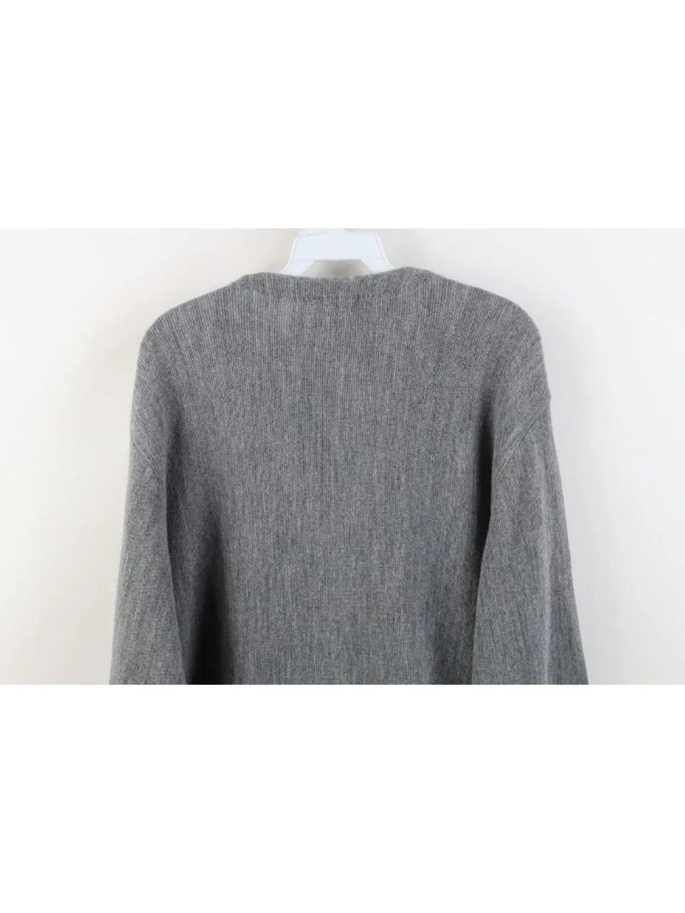 Vintage 90s Streetwear Mens XL Blank Kurt Cobain Knit Cardigan Sweater Gray USA